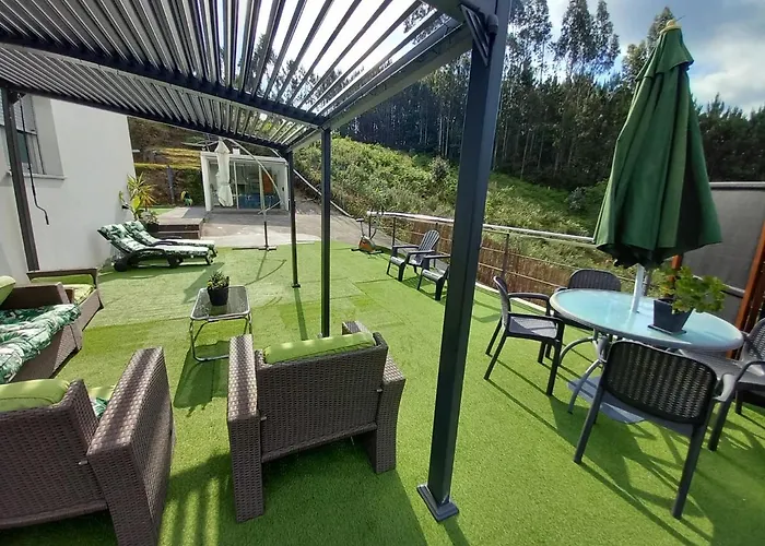 Casa Rocha Velha Con Terraza Y Piscina Particular דירה סנטיאגו דה קומפוסטלה